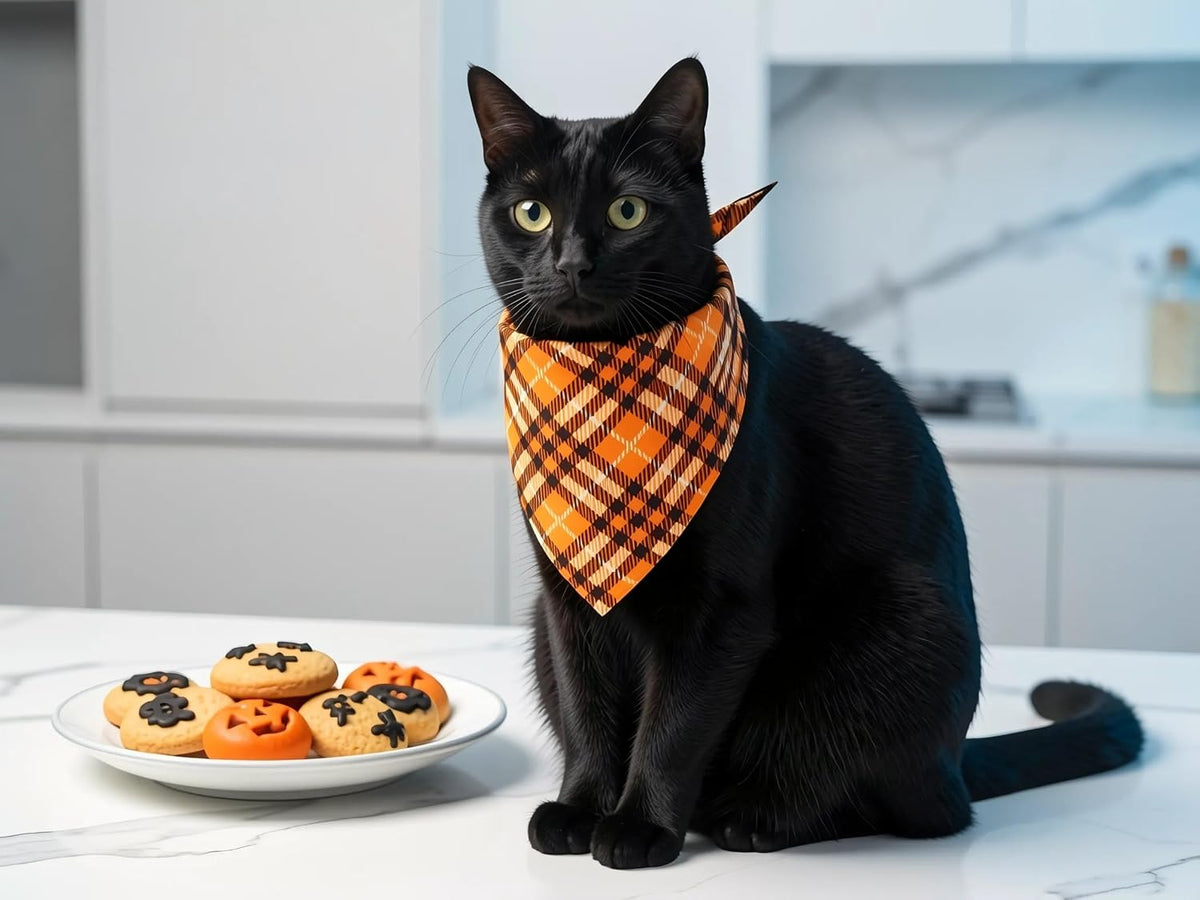 2-Pack Reversible Fall Dog Bandanas for Small Dogs, Pumpkin and Spider Web