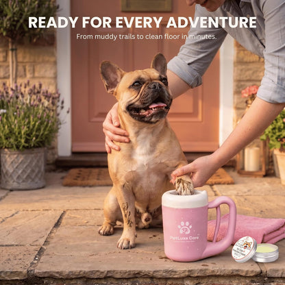 4-in-1 Dog Paw Cleaner Kit with Balm, Towel and Bath Brush