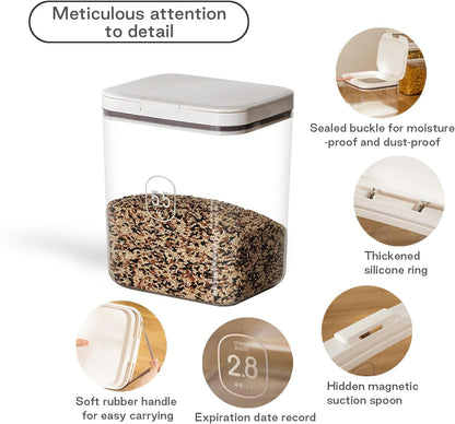 5 Lb Airtight Dog Food Storage Container with Scoop, White
