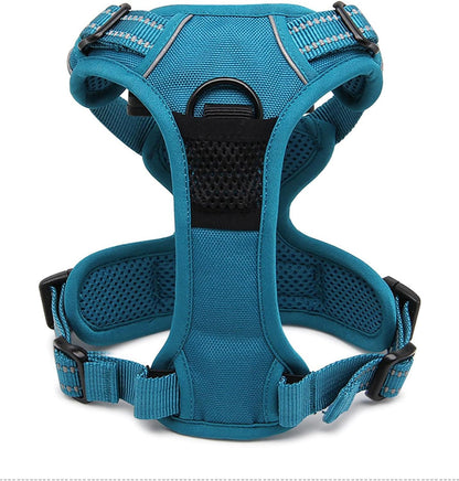 Adjustable No-Pull Dog Harness Reflective Vest, Blue, M