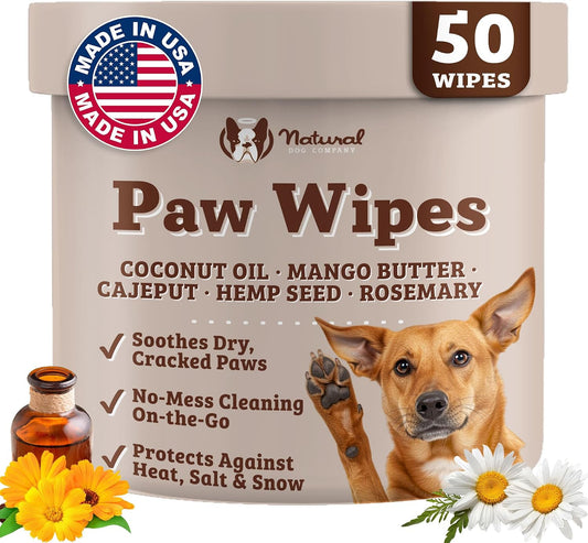 Natural Dog Paw Wipes - 50 Ct