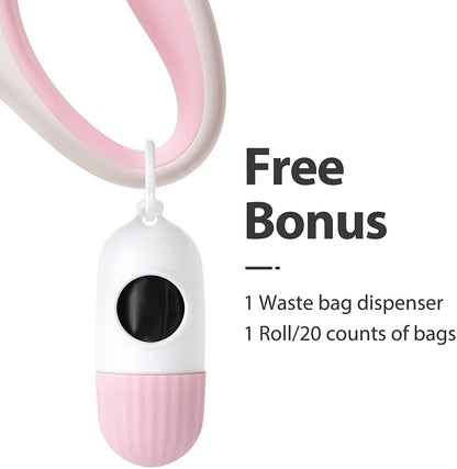 Retractable Dog Leash with Poop Bag Dispenser, 10 ft, for Small Dogs