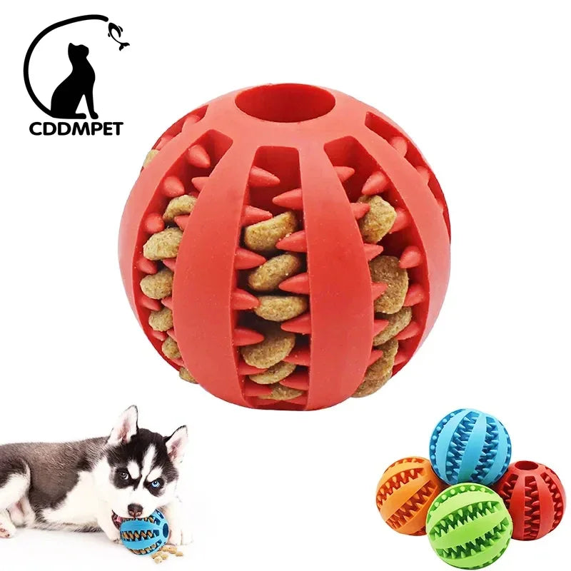 Interactive Rubber Dog Ball Toy for Small Dogs - Chew, Clean, and Play!