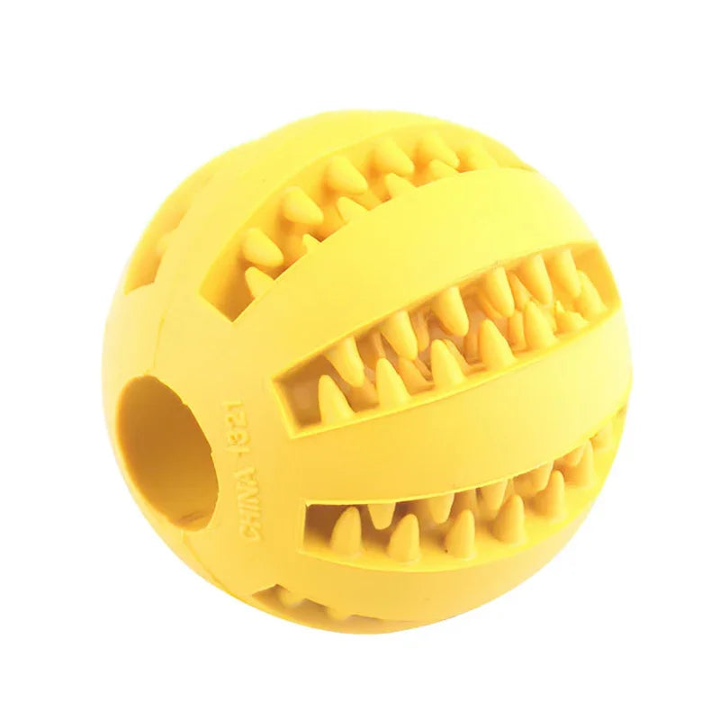 Interactive Rubber Dog Ball Toy for Small Dogs - Chew, Clean, and Play!