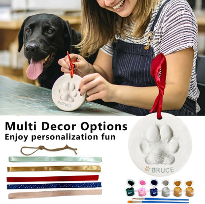 Dog Cat Pawprints Keepsake Kit,3 Round,Clay Paw Print Ornaments