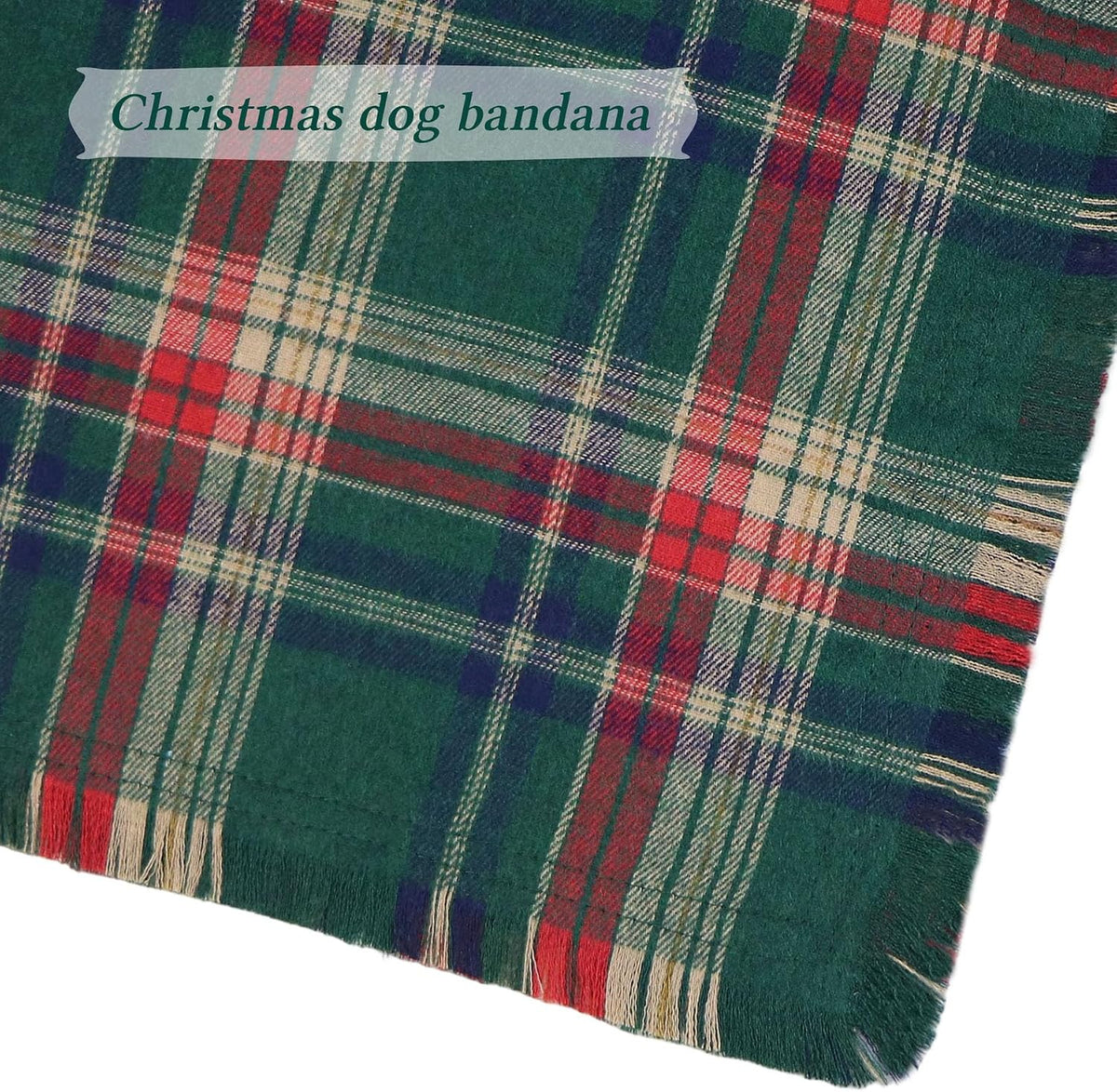 2 Pack Christmas Dog Bandanas with Tassels Edges, Multi Size Dog Christmas Bandana Scarf, Premium Cotton Fabric Plaid Holiday Bandanas for Large X-Large Dogs (Red and Green, X-Large)