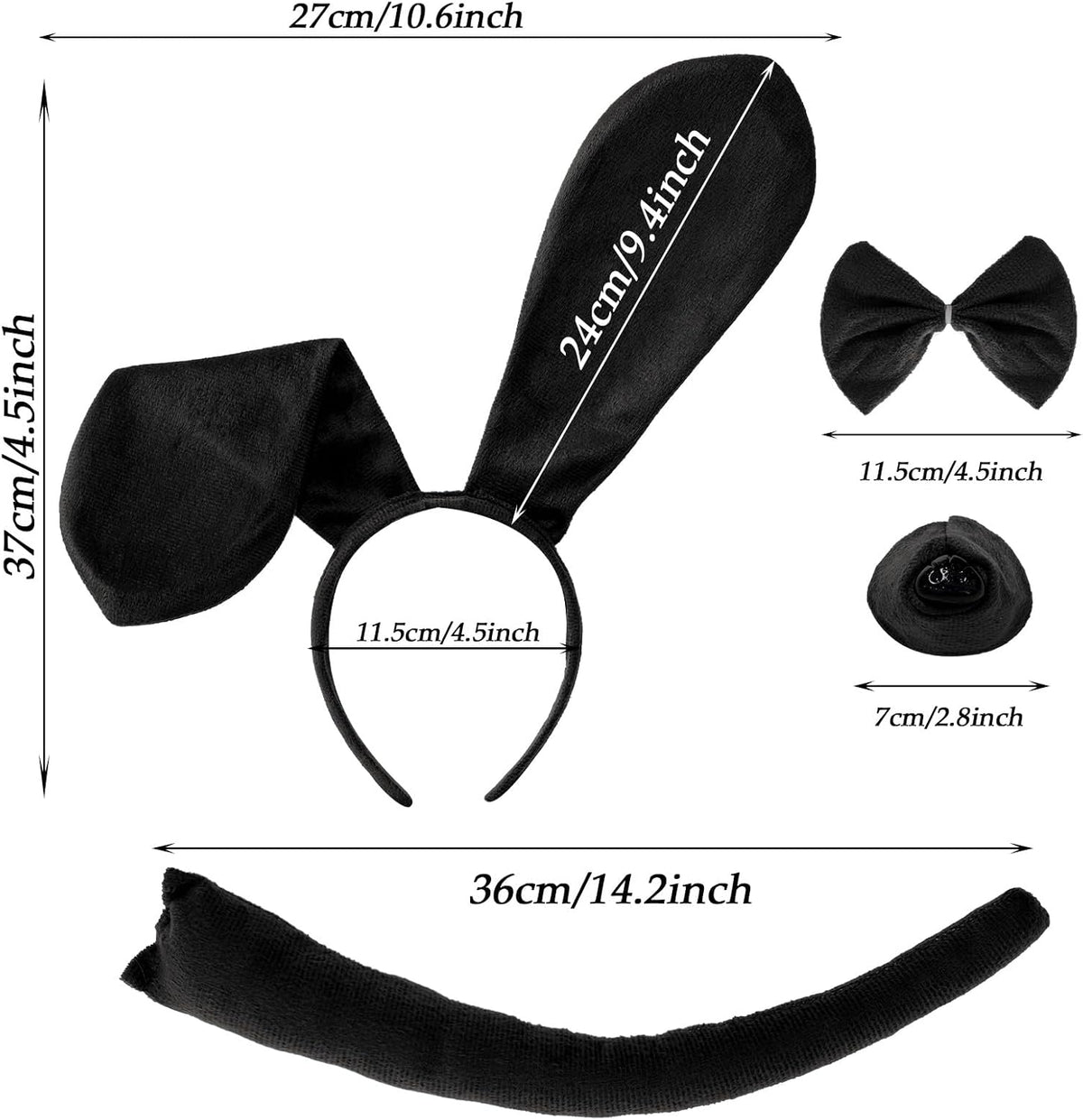 Puppy Dog Costume Set for Adults, Ears, Nose, Tail and Bow Tie