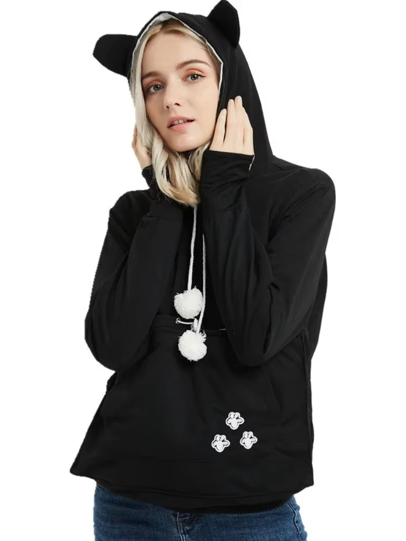 Cozy Cat Lovers Hoodie with Cuddle Pouch - Perfect for Casual Days!