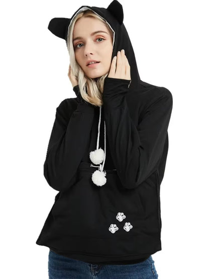Cozy Cat Lovers Hoodie with Cuddle Pouch - Perfect for Casual Days!