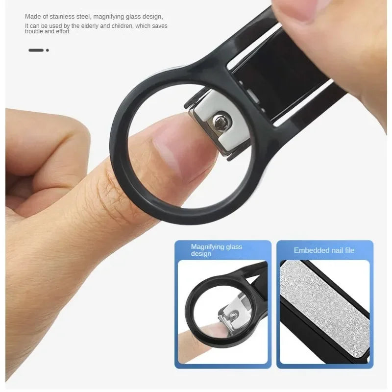 Experience Effortless Grooming with Our 1Pc Stainless Steel Nail Clipper Featuring a Magnifying Glass - Perfect for Seniors and Beauty Enthusiasts!