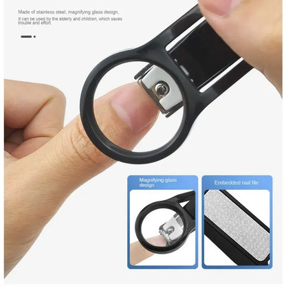 Experience Effortless Grooming with Our 1Pc Stainless Steel Nail Clipper Featuring a Magnifying Glass - Perfect for Seniors and Beauty Enthusiasts!