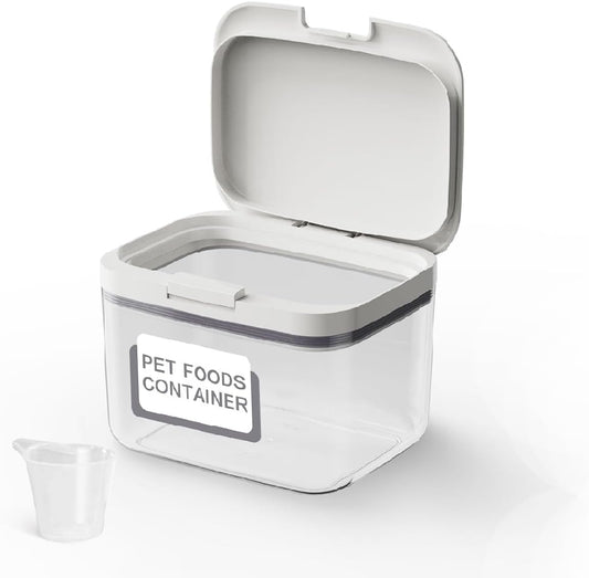 5 Lb Airtight Dog Food Storage Container with Scoop, White
