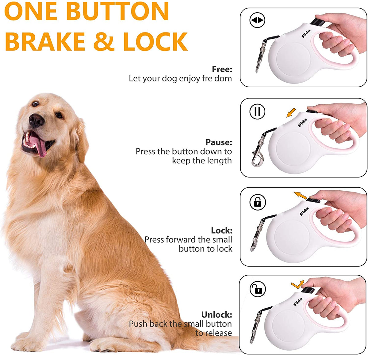 Retractable Dog Leash with Poop Bag Dispenser, 10 ft, for Small Dogs