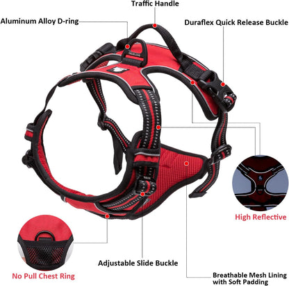 Adjustable No-Pull Dog Harness Reflective Vest, Blue, M