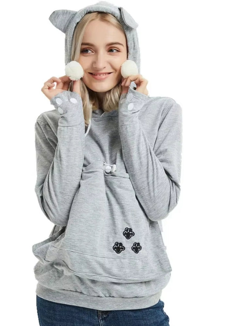 Cozy Cat Lovers Hoodie with Cuddle Pouch - Perfect for Casual Days!