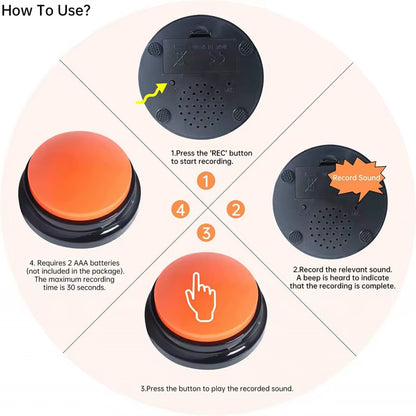 Interactive Pet Training Button with 30 Second Voice Recording - Fun Communication Tool for Dogs and Family Games