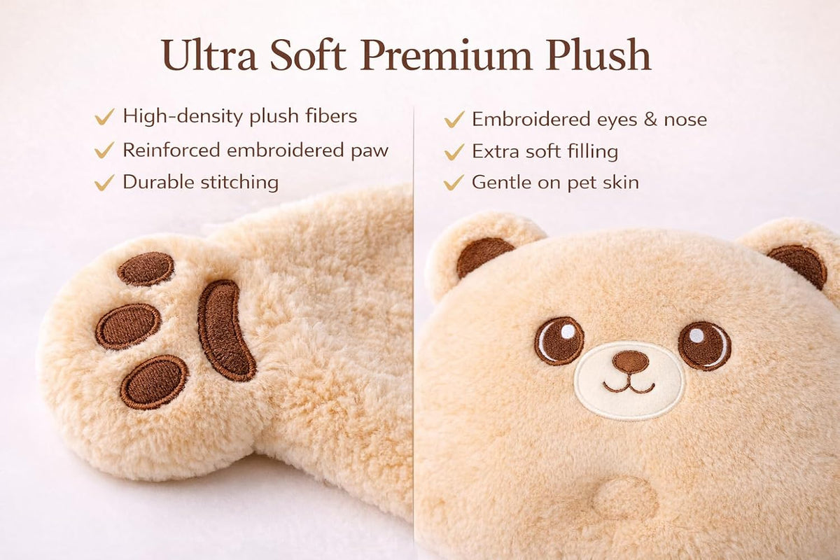 Cozy Bear Dog Pillow and Blanket Set for Small and Medium Dogs and Cats
