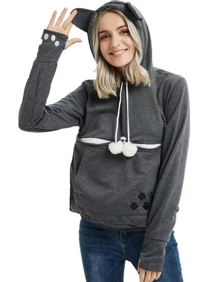 Cozy Cat Lovers Hoodie with Cuddle Pouch - Perfect for Casual Days!