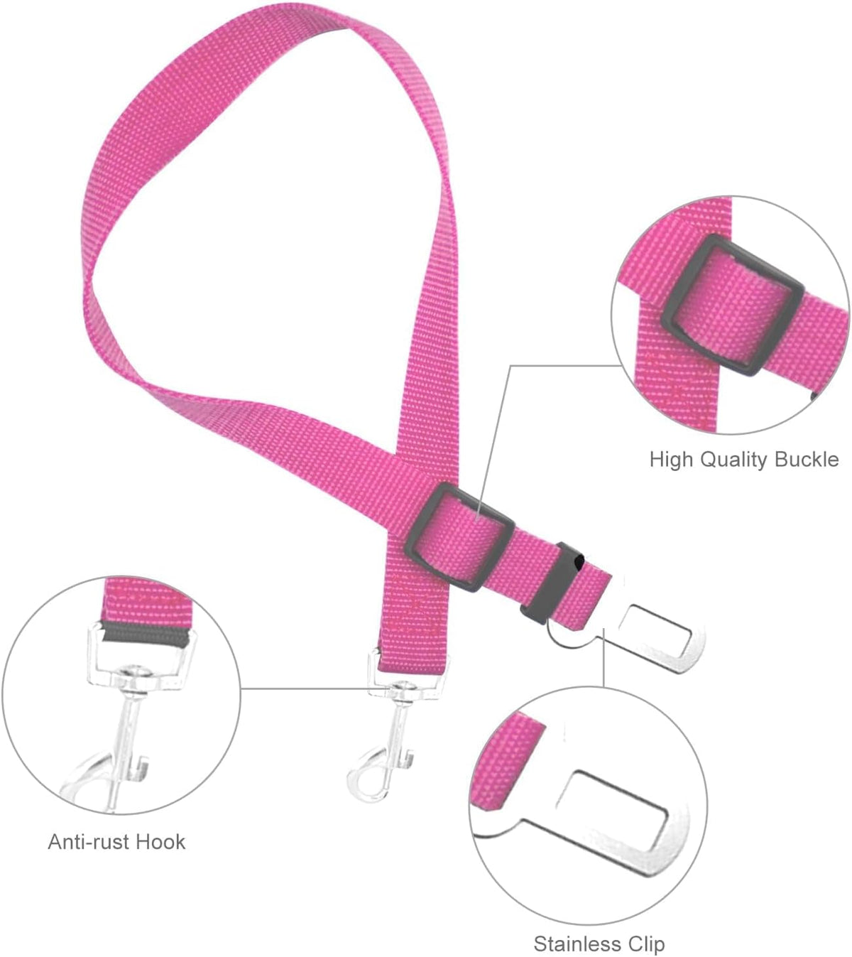 Dog Seat Belt, 3PCS Adjustable Dog Car Harness(Black, Blue, Pink)