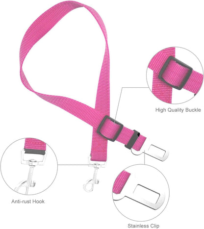 Dog Seat Belt, 3PCS Adjustable Dog Car Harness(Black, Blue, Pink)