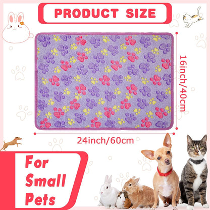 8-Pack Soft Fleece Paw Print Blankets for Small Dogs, Puppies and Cats