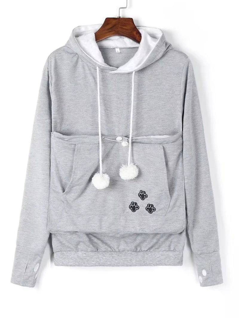 Cozy Cat Lovers Hoodie with Cuddle Pouch - Perfect for Casual Days!
