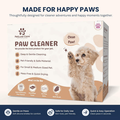 4-in-1 Dog Paw Cleaner Kit with Balm, Towel and Bath Brush
