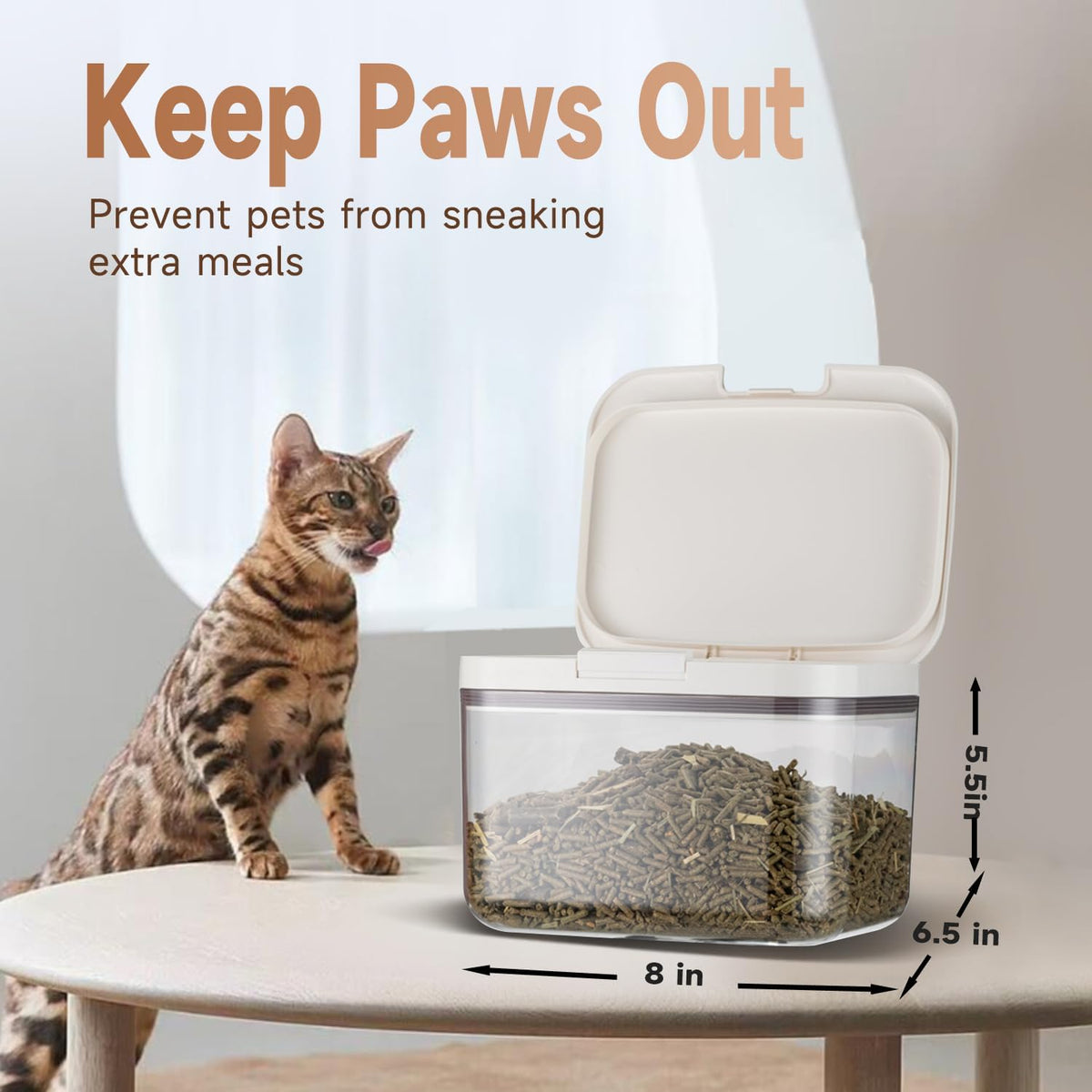 5 Lb Airtight Dog Food Storage Container with Scoop, White