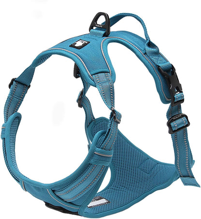 Adjustable No-Pull Dog Harness Reflective Vest, Blue, M