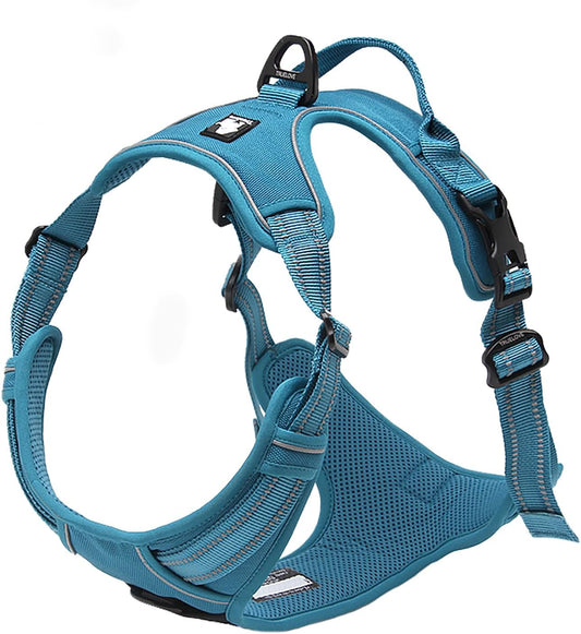 Adjustable No-Pull Dog Harness Reflective Vest, Blue, M