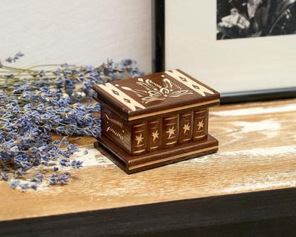 Enchanting Wooden Puzzle Ring Box with Hidden Compartment - A Unique Treasure for All Ages