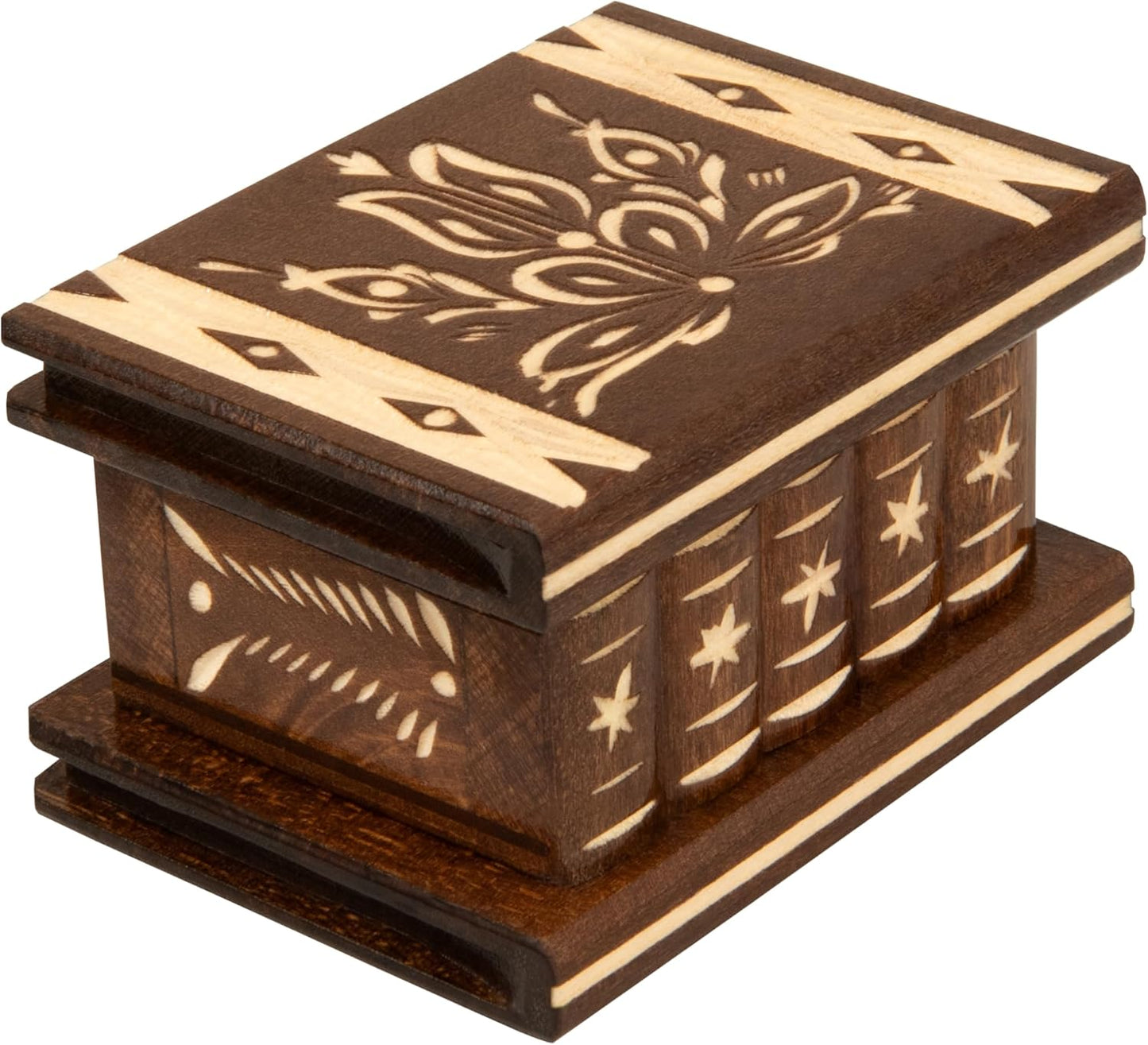 Enchanting Wooden Puzzle Ring Box with Hidden Compartment - A Unique Treasure for All Ages