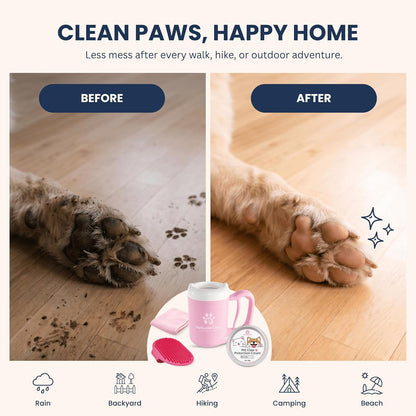 4-in-1 Dog Paw Cleaner Kit with Balm, Towel and Bath Brush