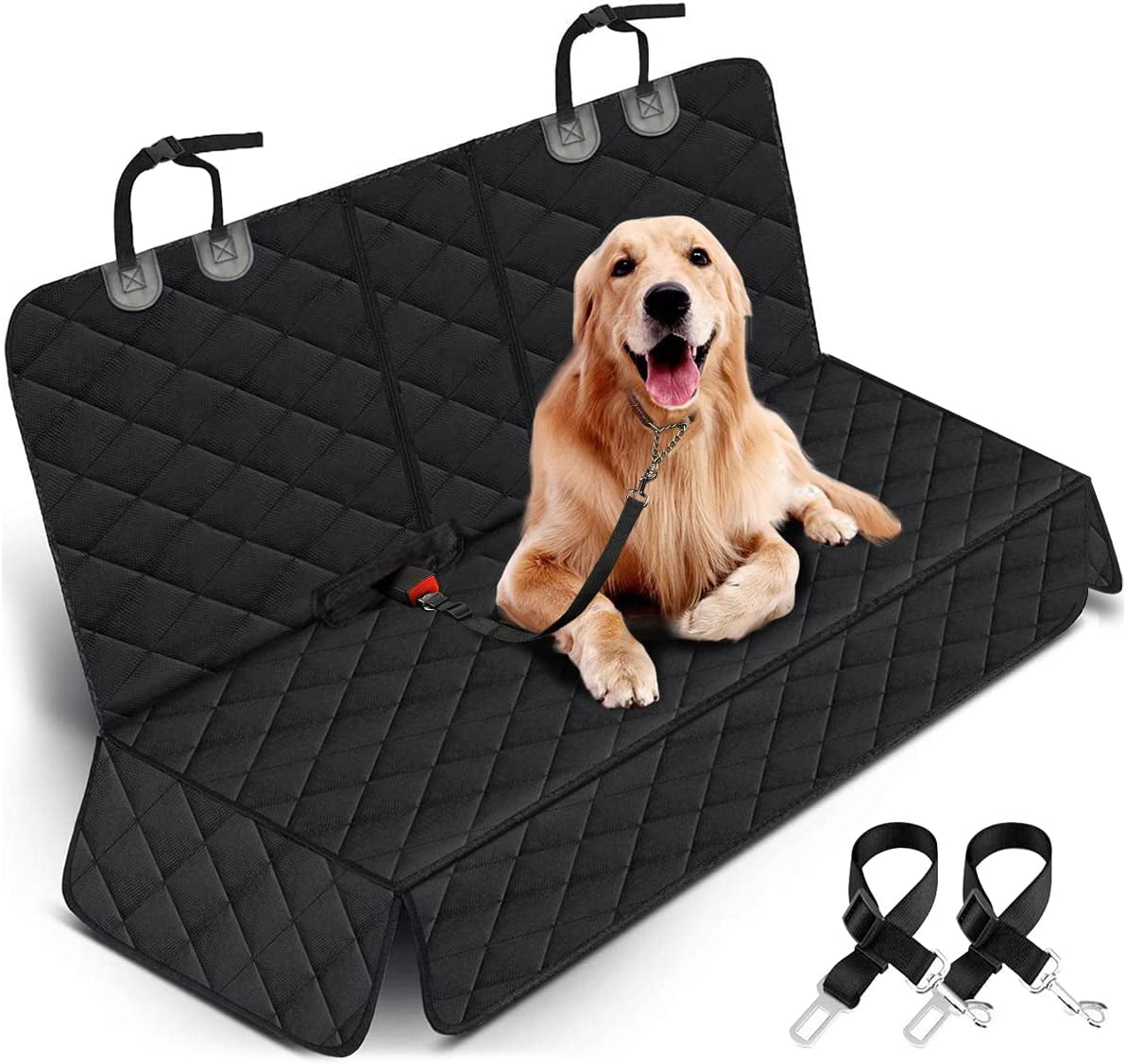 Waterproof Back Seat Cover for Dogs, Black, 53 in, Fits Most Cars and SUVs