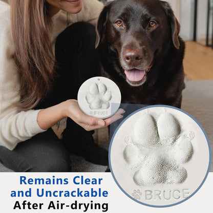 Dog Cat Pawprints Keepsake Kit,3 Round,Clay Paw Print Ornaments