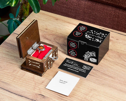 Enchanting Wooden Puzzle Ring Box with Hidden Compartment - A Unique Treasure for All Ages