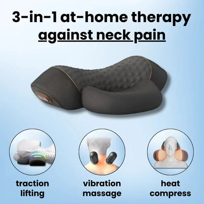 Experience Ultimate Relaxation with the 3-In-1 Neck Massager: Hot Compress, Vibration Therapy, and Cervical Support