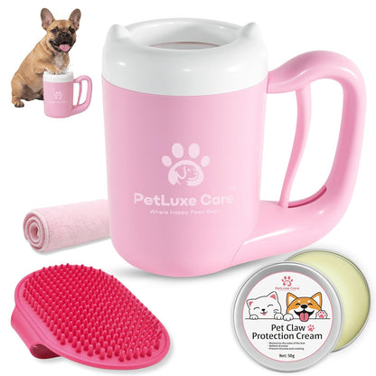 4-in-1 Dog Paw Cleaner Kit with Balm, Towel and Bath Brush