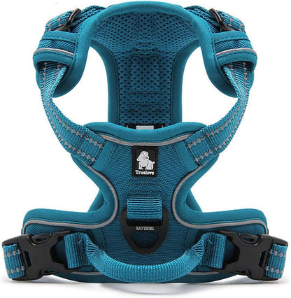 Adjustable No-Pull Dog Harness Reflective Vest, Blue, M