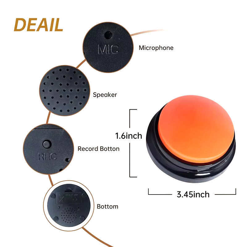 Interactive Pet Training Button with 30 Second Voice Recording - Fun Communication Tool for Dogs and Family Games