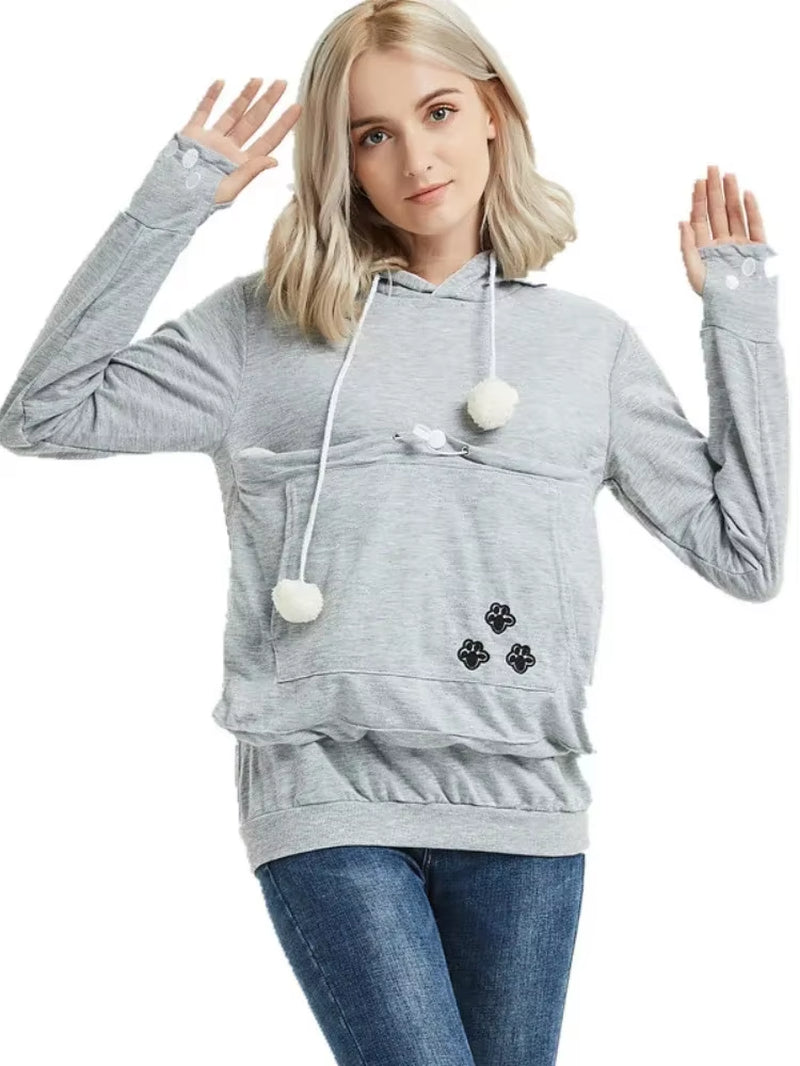 Cozy Cat Lovers Hoodie with Cuddle Pouch - Perfect for Casual Days!