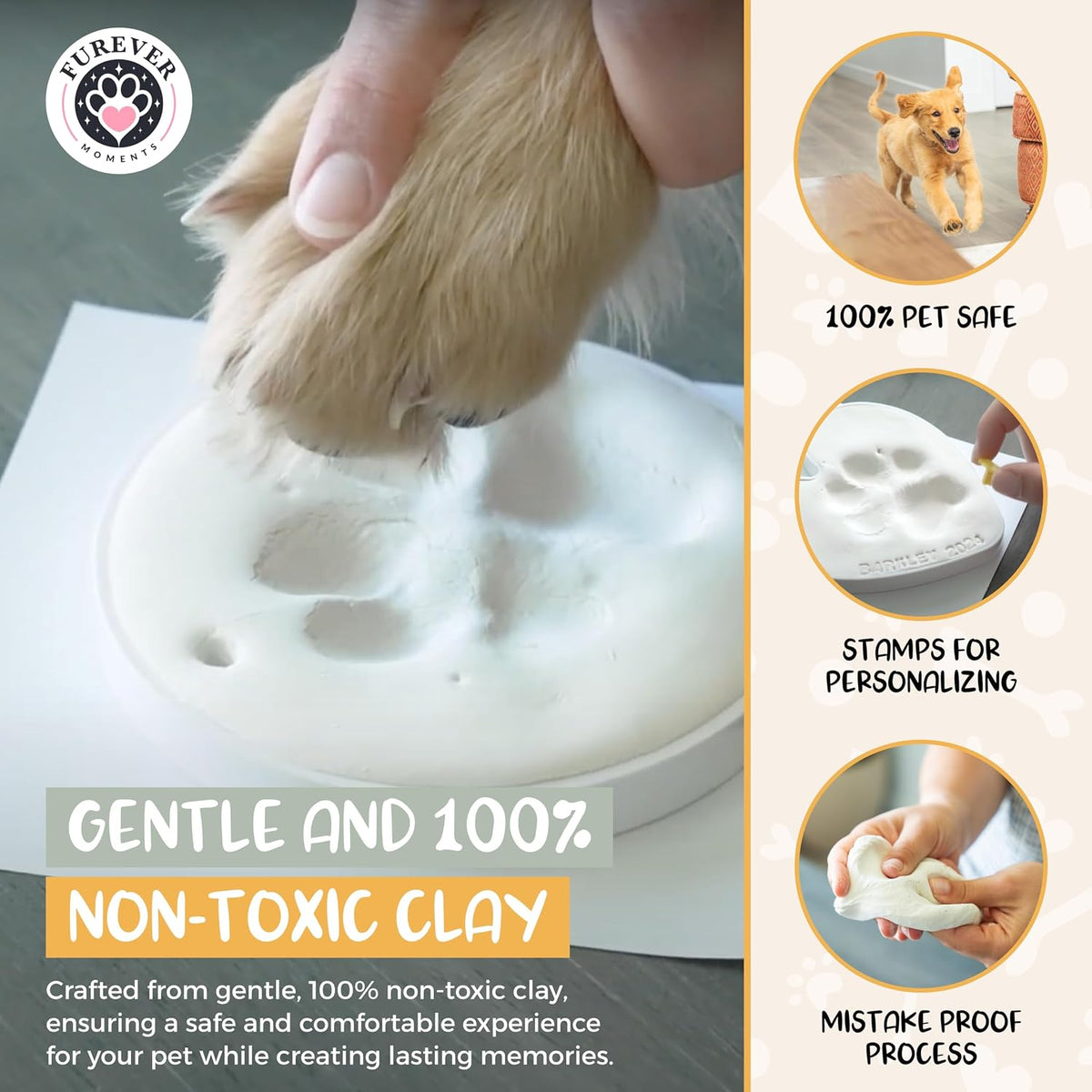 Pet Paw Print Kit for Dogs, Dog Paw Print Kit for Cats, Dog Keepsake Gift